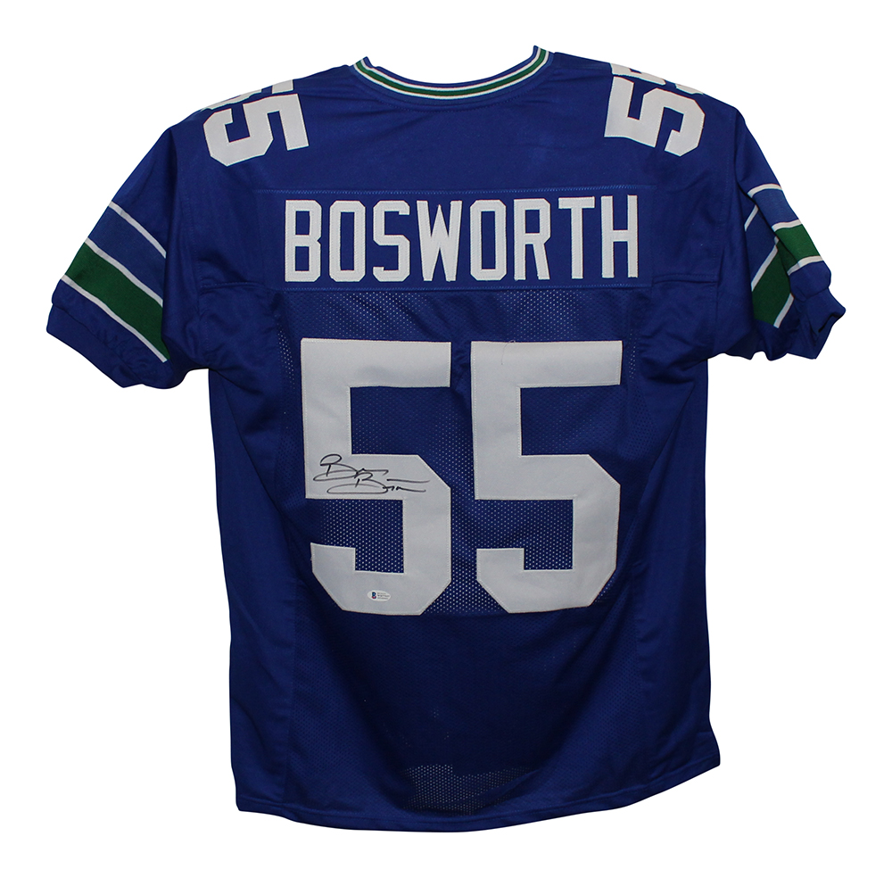 Brian Bosworth Autographed/Signed Pro Style Blue XL Jersey BAS 31144