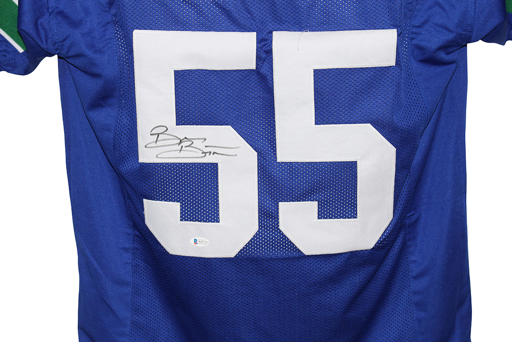 Brian Bosworth Autographed/Signed Pro Style Blue XL Jersey BAS 31144