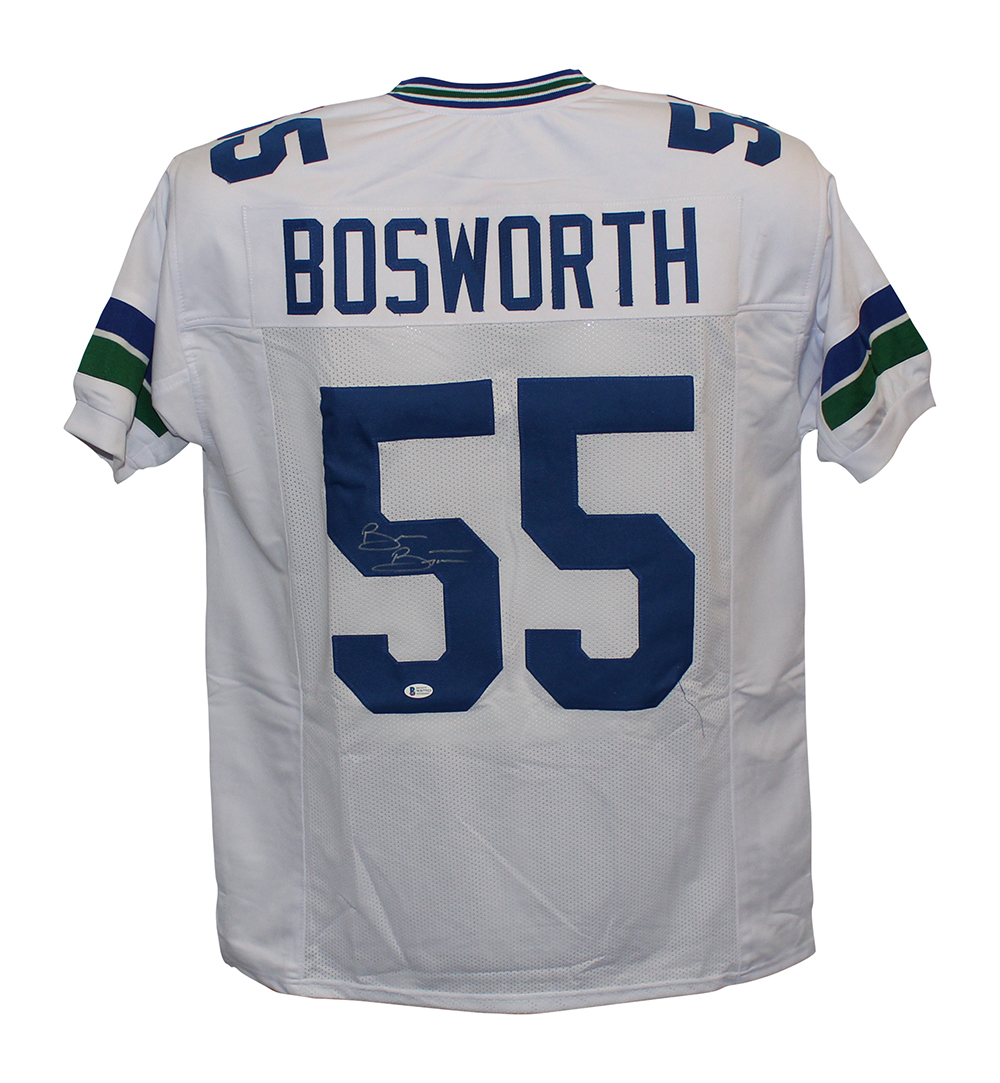 Brian Bosworth Autographed/Signed Pro Style White XL Jersey BAS 31145