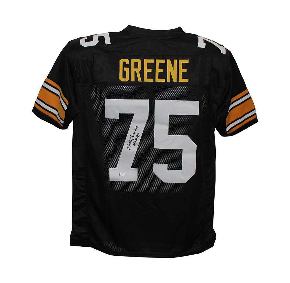 Joe Greene Autographed/Signed Pro Style Black XL Jersey HOF BAS 31148