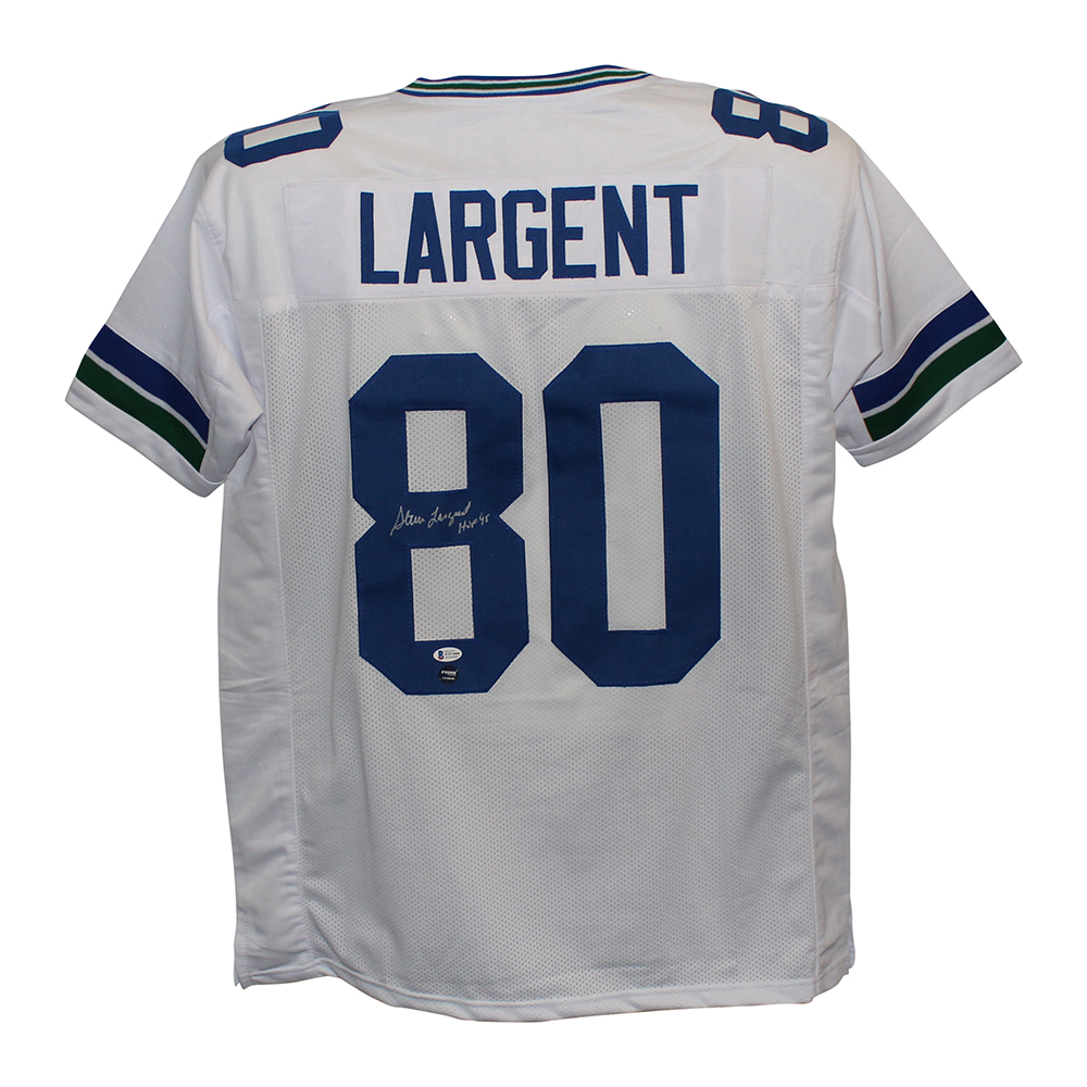 Steve Largent Autographed/Signed Pro Style White XL Jersey HOF BAS 31153