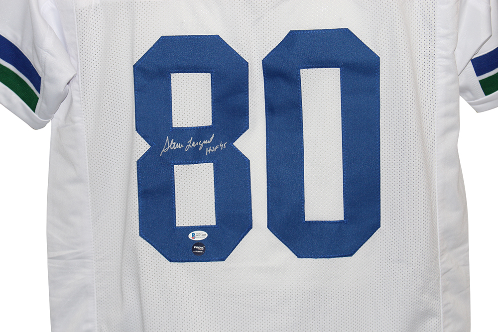 Steve Largent Autographed/Signed Pro Style White XL Jersey HOF BAS 31153