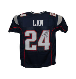 Ty Law Autographed/Signed Pro Style Blue XL Jersey HOF BAS 31154