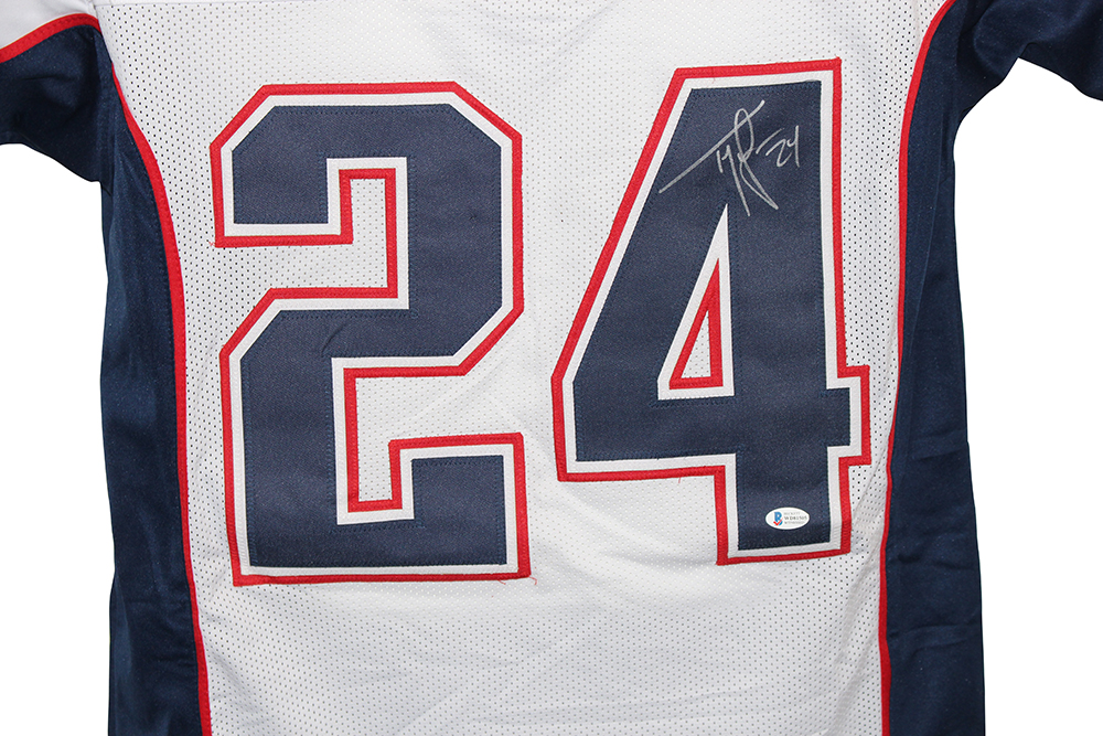 Ty Law Autographed/Signed Pro Style White XL Jersey BAS 31155