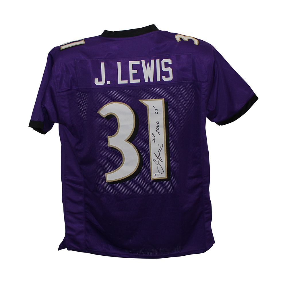 Jamal Lewis Autographed/Signed Pro Style Purple XL Jersey 2066 Yds BAS 31156