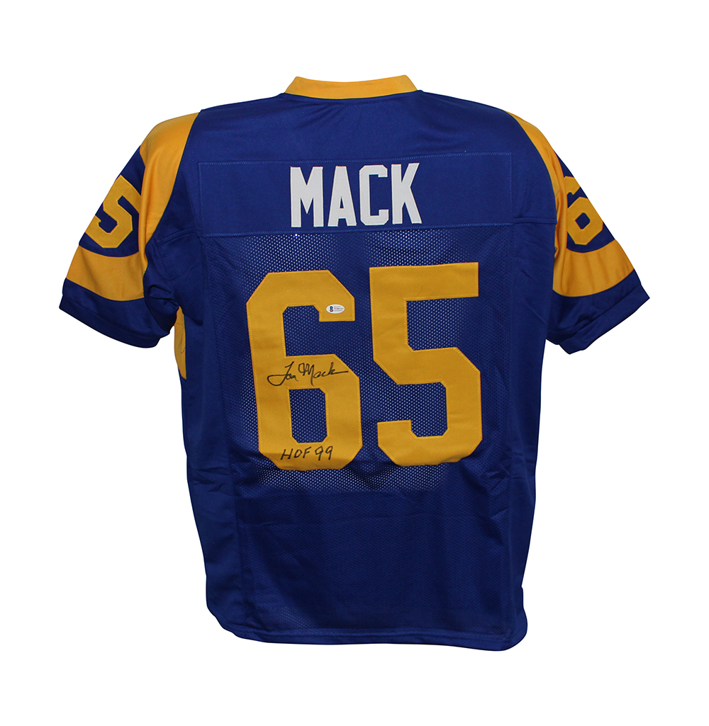 Tom Mack Autographed/Signed Pro Style Blue XL Jersey HOF BAS 31157