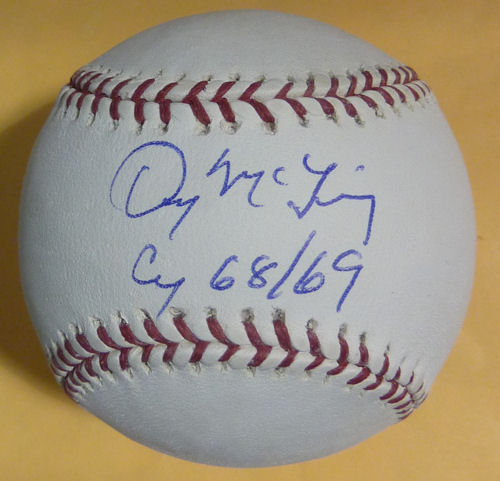 Denny McLain Autographed Detroit Tigers OML Baseball CY 68/69 12364