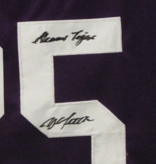 YA Tittle Autographed LSU Tigers Size XL Purple Jersey Geaux Tigers 13604