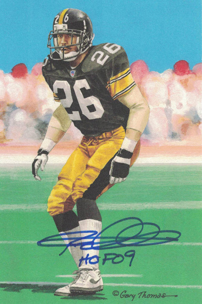 Rod Woodson Autographed Pittsburgh Steelers Goal Line Art w/HOF 09 13916